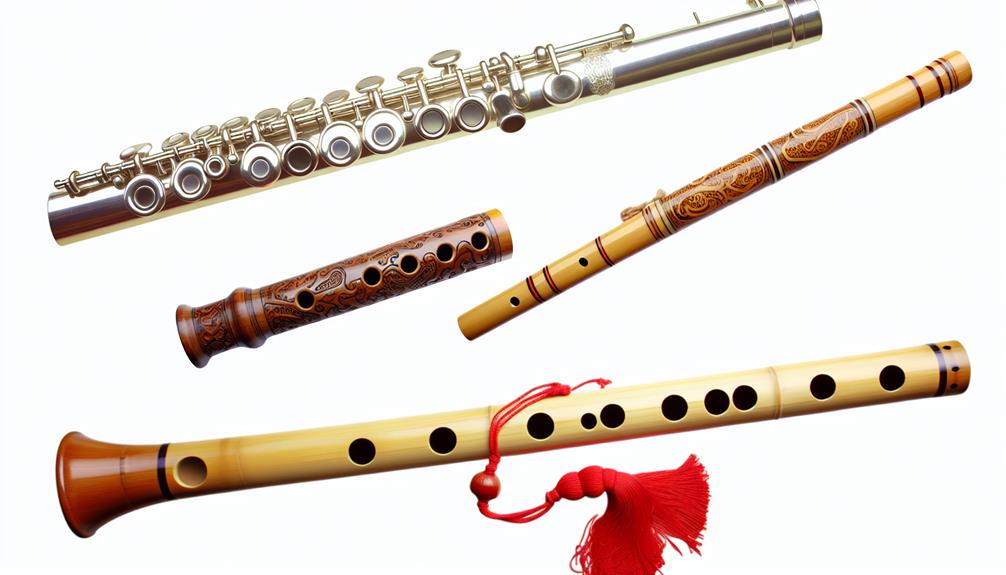 types of flutes mentioned transverse end blown fipple rim blown