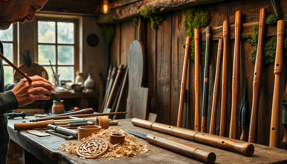 celtic inspired wooden instruments