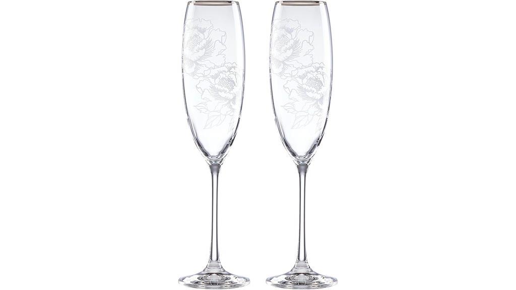 clear silver toasting flutes