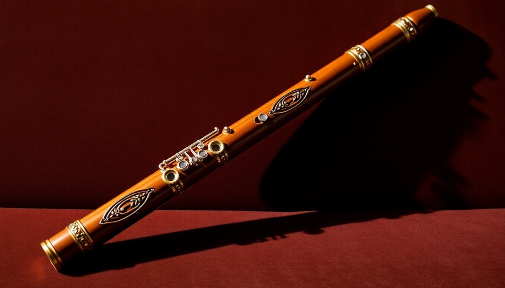 elegant historical wooden flute