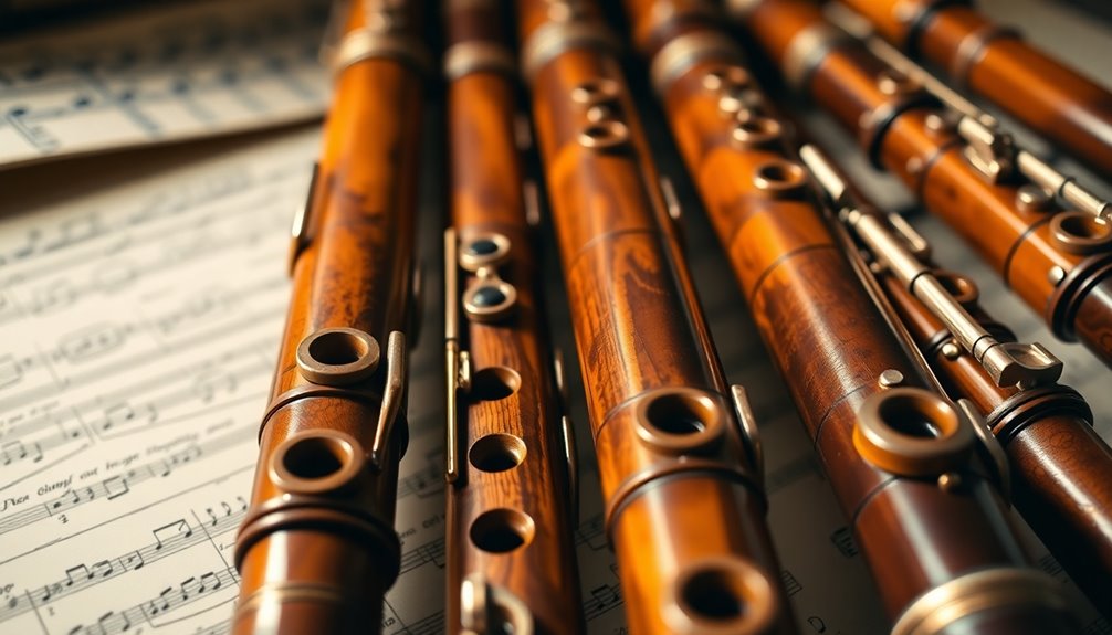 elegant wooden wind instruments