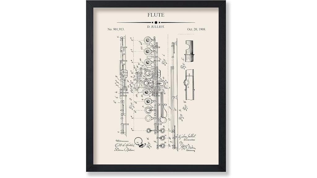 flute blueprint design poster