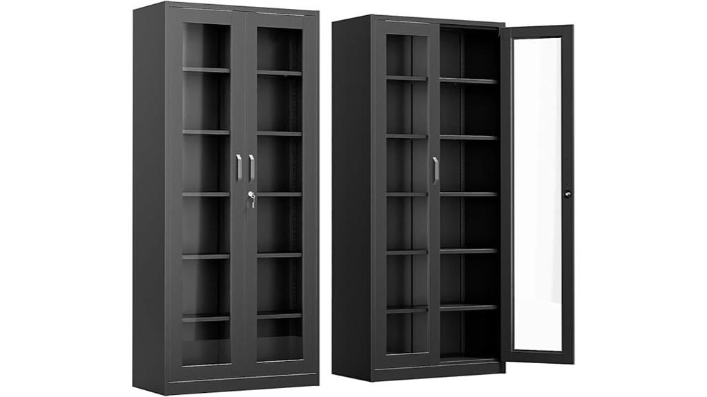 glass door lockable cabinet