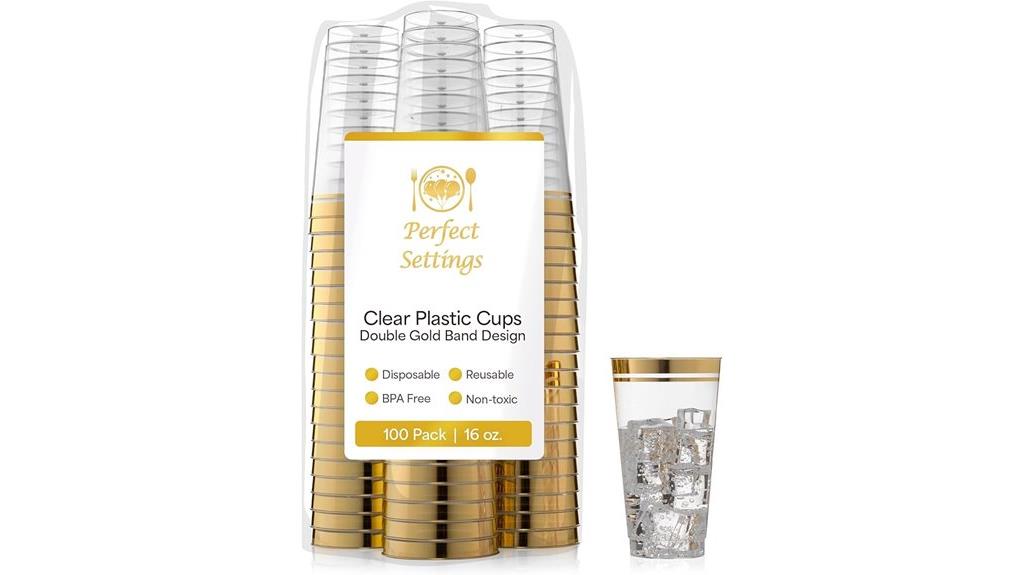 gold rimmed disposable cups