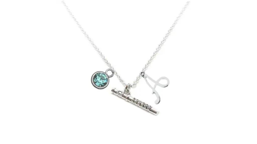 personalized birthstone flute necklace