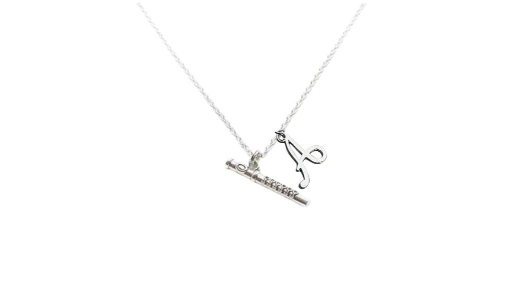 personalized flute initial necklace