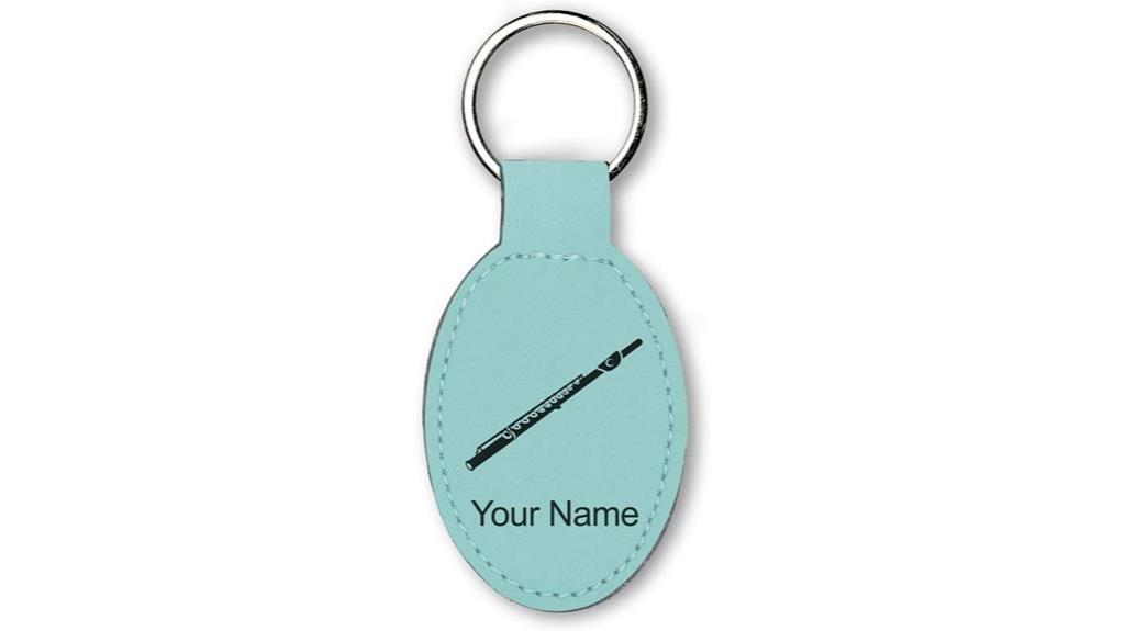 personalized teal flute keychain