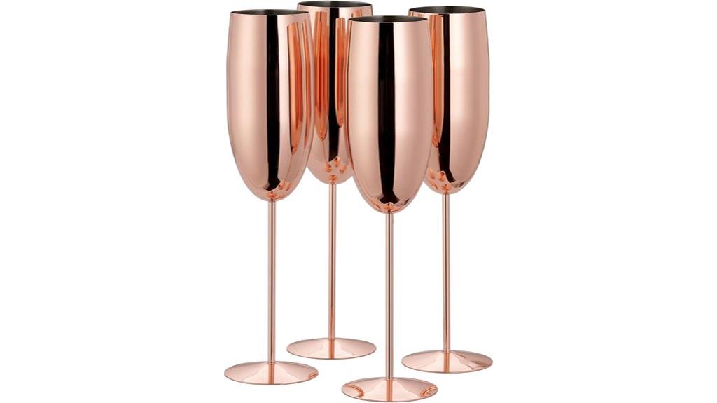 rose gold champagne flutes