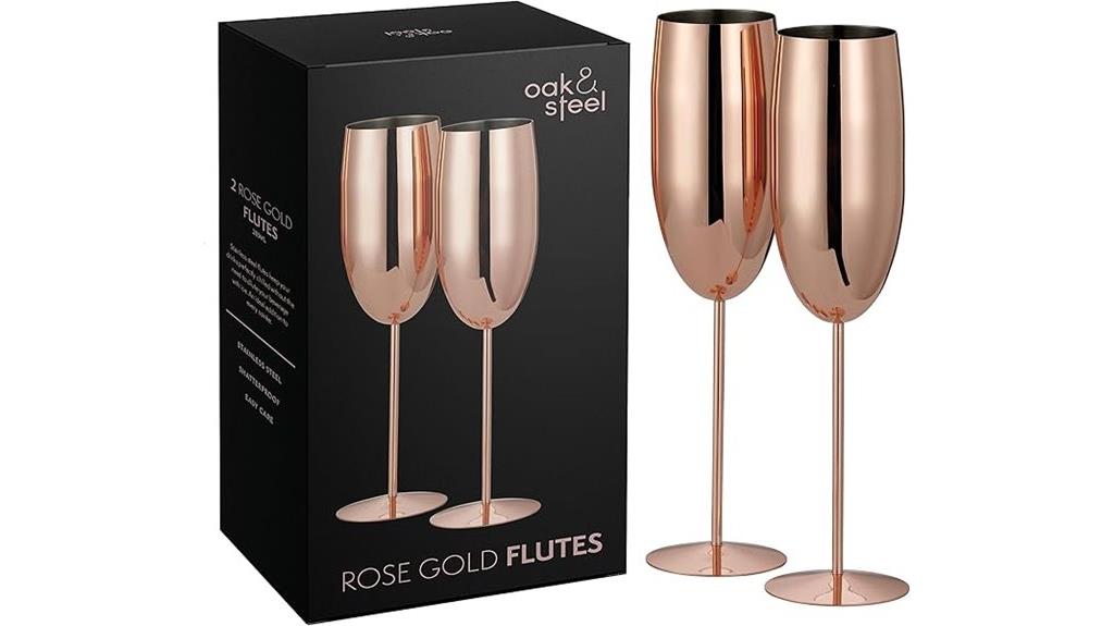 rose gold champagne flutes