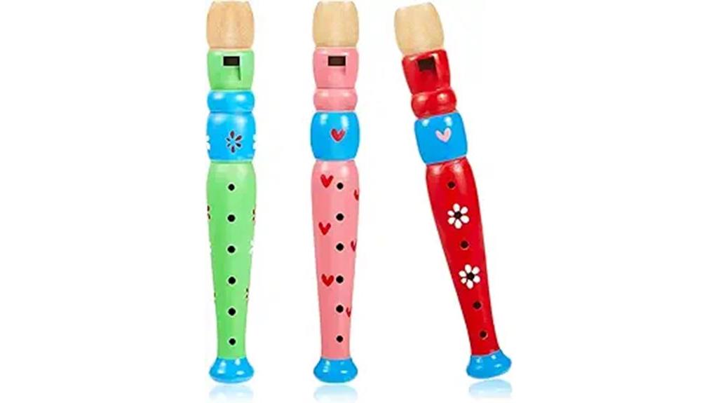 small wooden recorders set