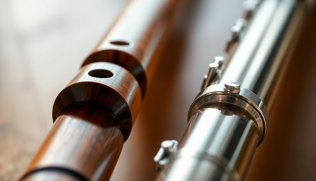 wooden and metal flutes